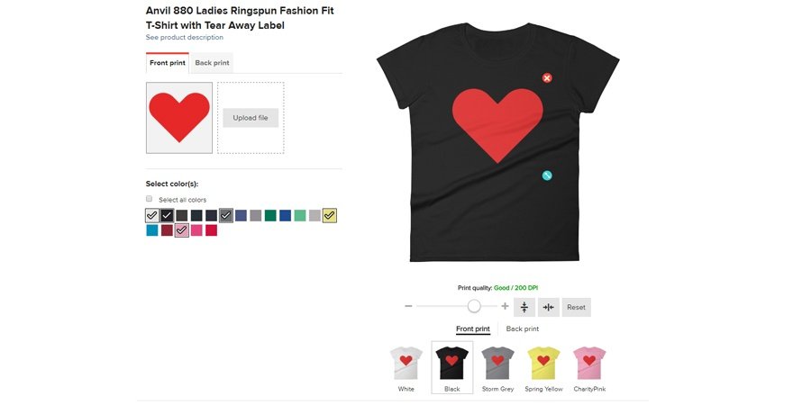 Red Love Print T-shirt Mockup: