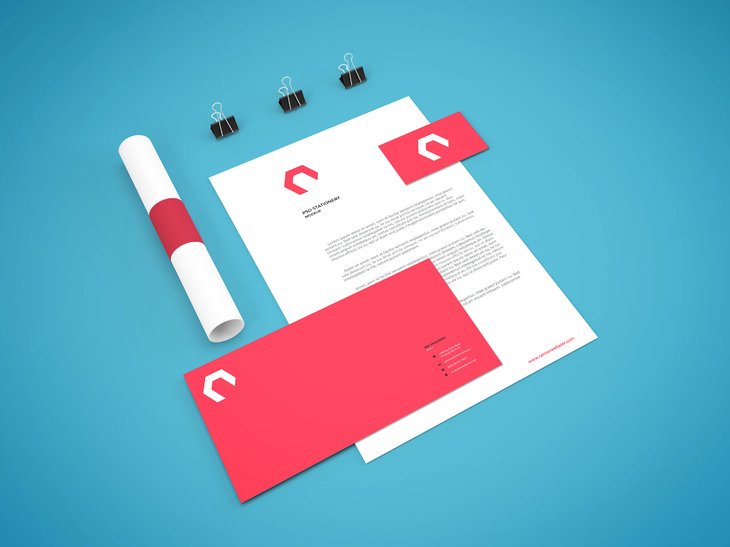 Red colored Free Letterhead mockup 