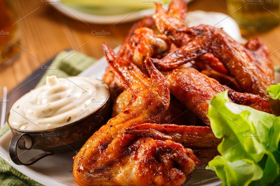Roasted Wings With White Sauce Mockup Design
