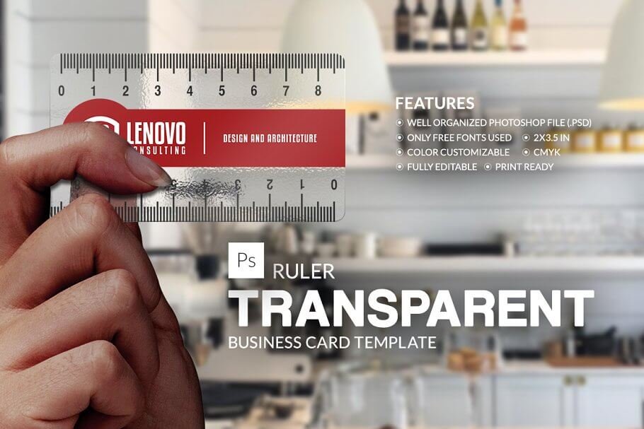 Ruler Plastic Card Transparent PSD Template