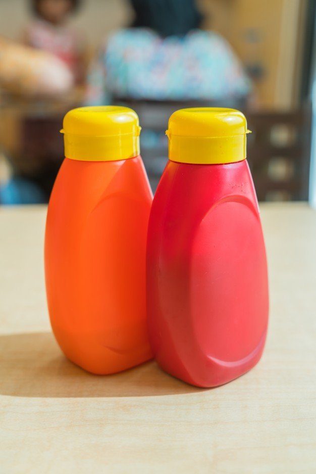 Sauce Bottle With Yellow Cap Mockup.