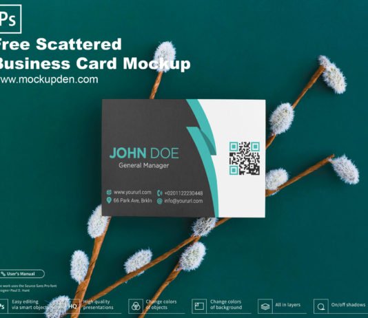 Free Scattered Business Card Mockup PSD Template