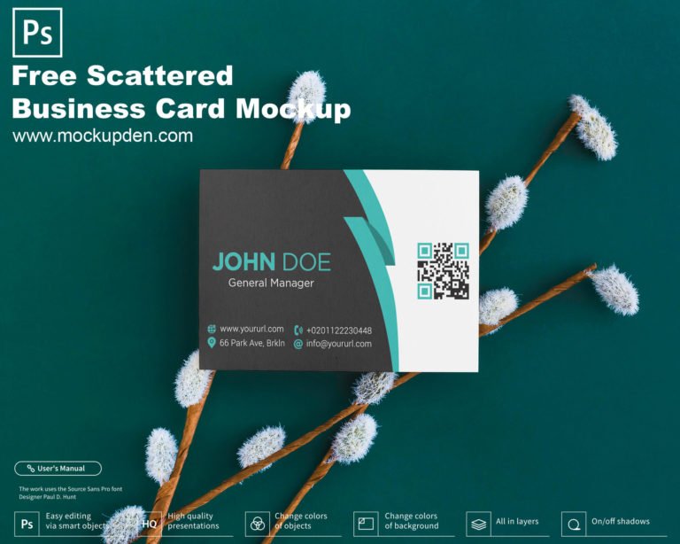 Free Scattered Business Card Mockup PSD Template