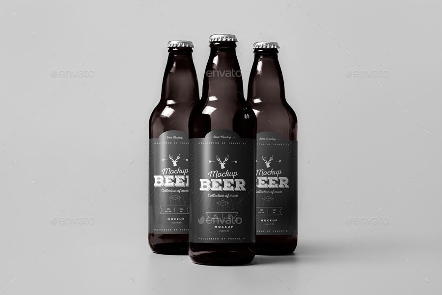 Short Beer Bottle Design Template: