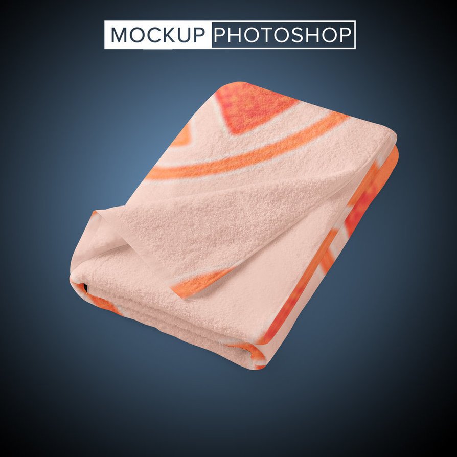 Simple Orange Colour Bath Towel Mockup