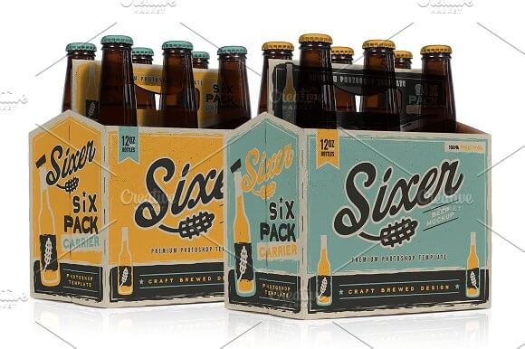 Six in one beer mockup: