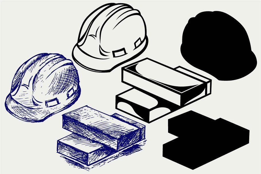 Sketch Printed Helmet Illustration