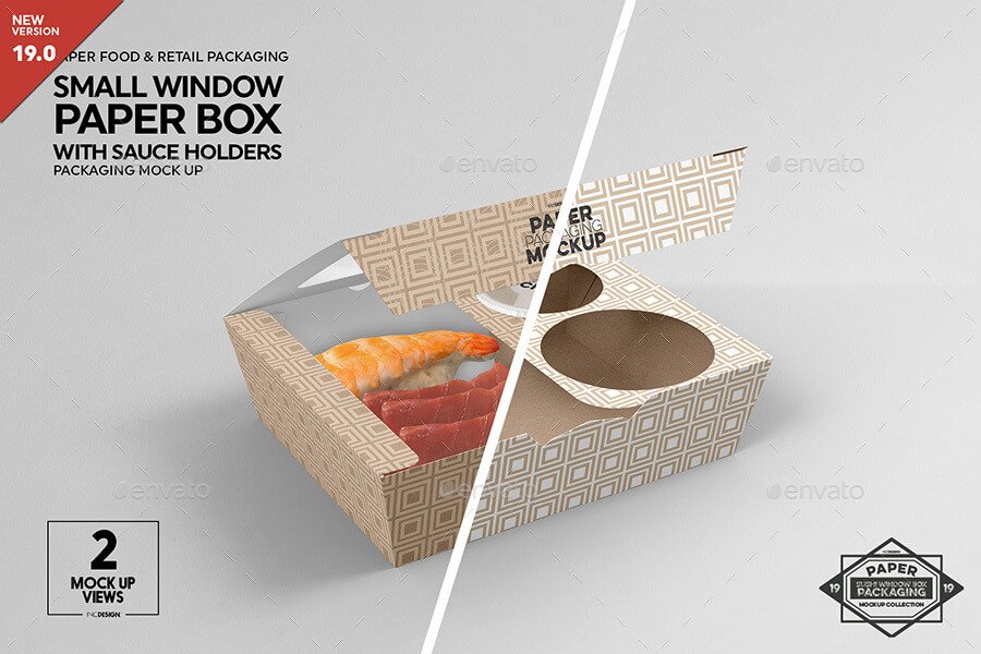 Small Paper Window Sushi Box Mockup