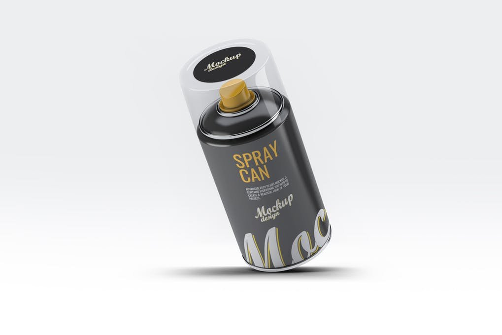 Spray Can with transparent cover Mockup