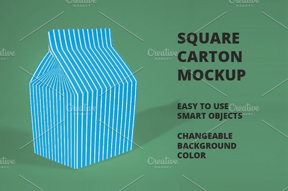 Square Carton Tetra Pack Mockup PSD