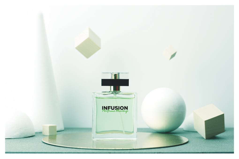 Square Perfume Bottle Design PSD Mockup: