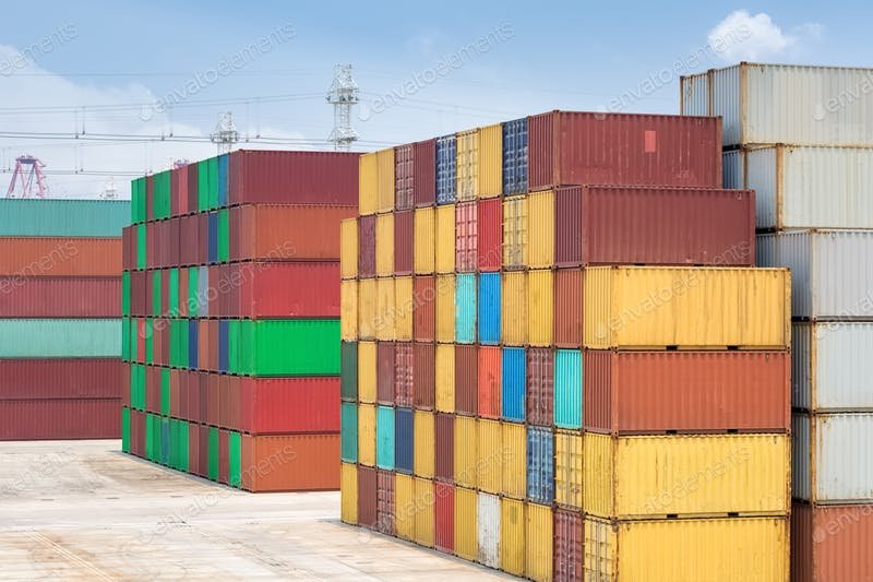 Stack Yard Shipping Container PSD Design Template