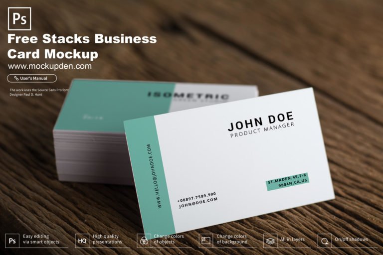 Free Stacks Business Card Mockup PSD Template