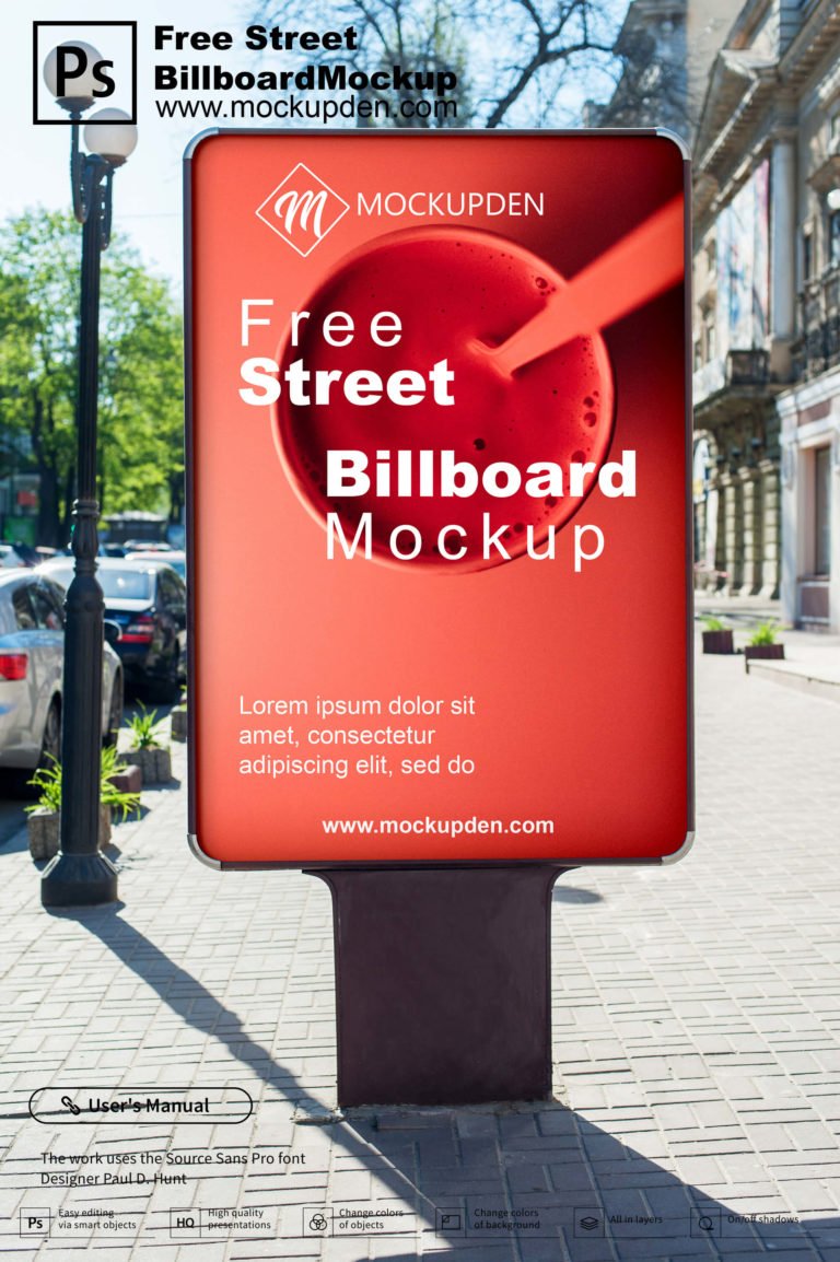Free Street Billboard Mockup PSD Template