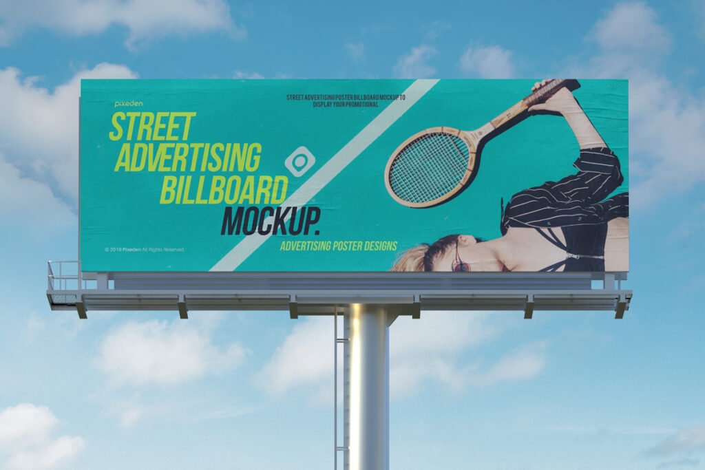 Street advertising billboard mockup
