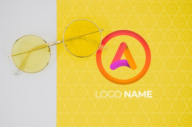 Summer glasses with logo name design Free Psd