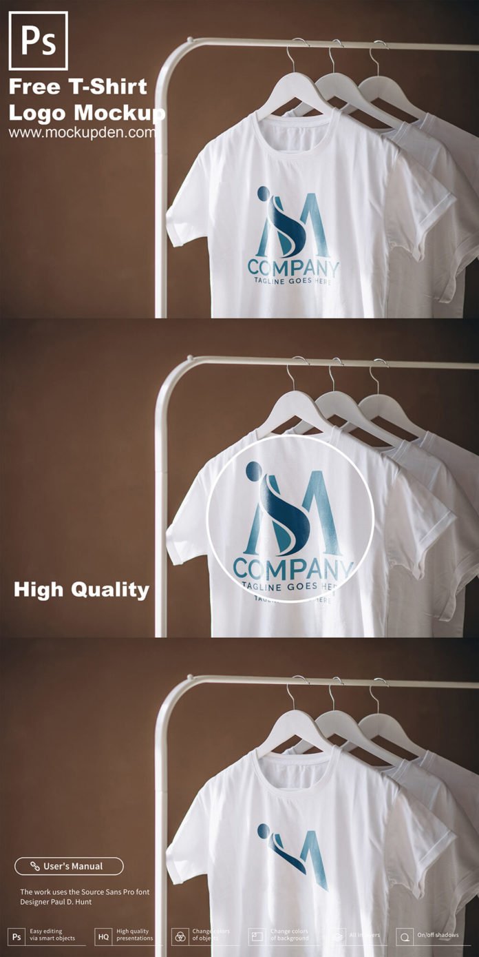 Download Free T-Shirt Logo Mockup PSD Template - Mockup Den