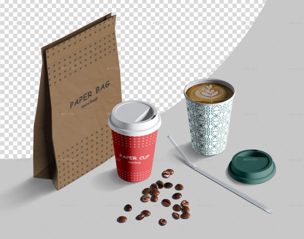 Takeaway Paper Cups and Coffee Branding Mockup Set