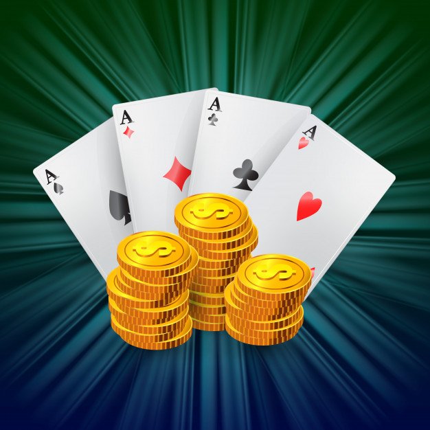 Three Playing Card Green Background