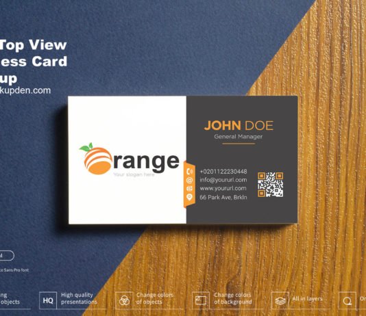 Free Top View Business Card Mockup PSD Template