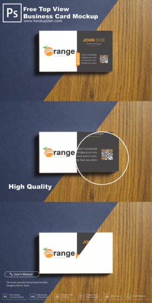 Free Top View Business Card Mockup PSD Template - Mockupden
