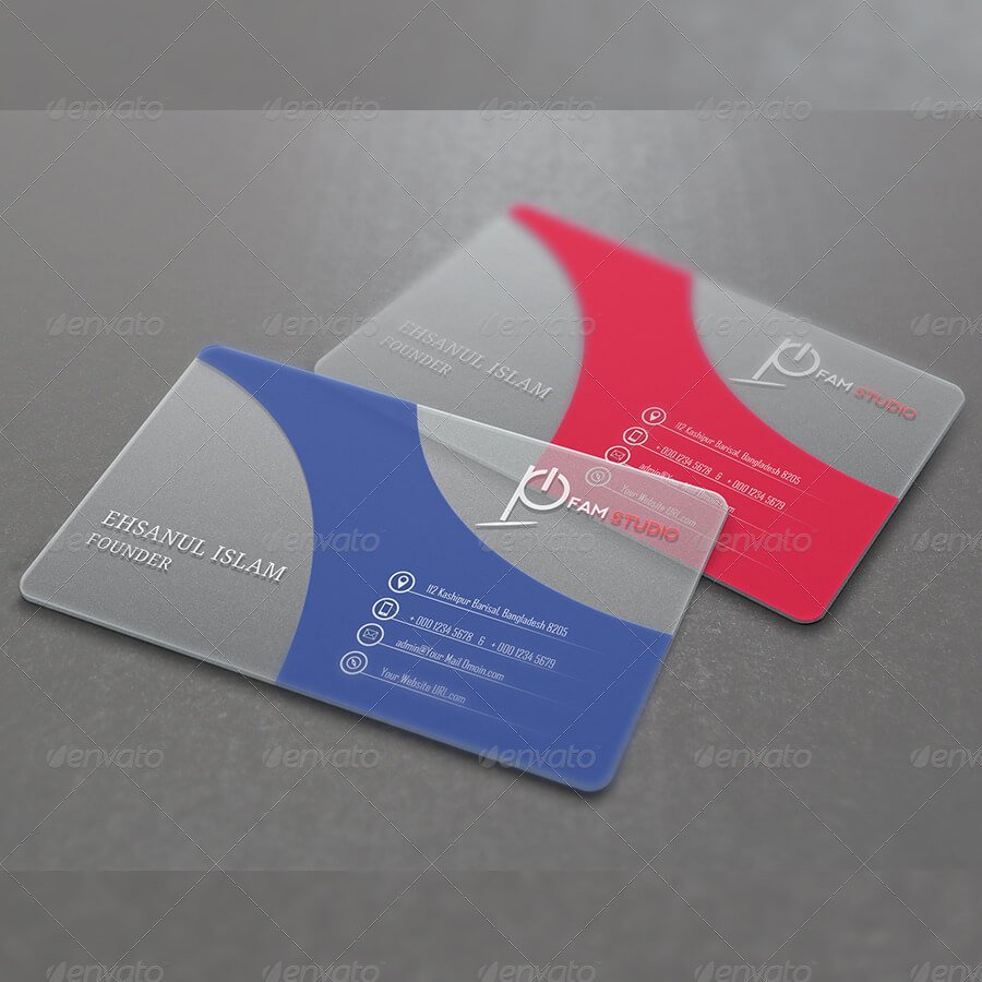 Translucent Business Plastic Card PSD Design.