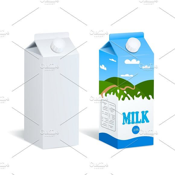 Two PSD Milk Box Vector File Illustration