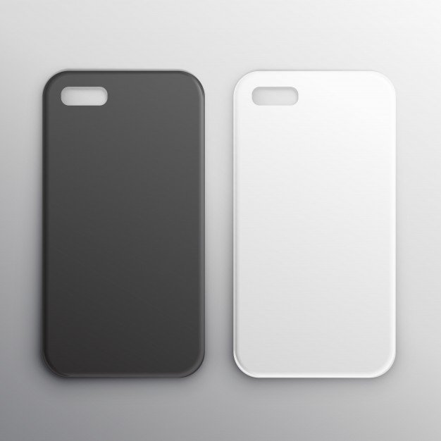 Two Phone Case Of Black And White Color Illustration. 