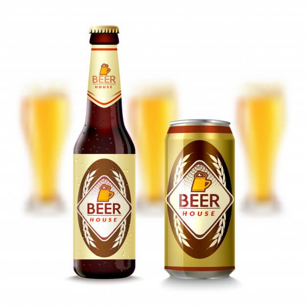 Vector File Illustration Of Beer Bottle And Can Mockup With Golden Cork