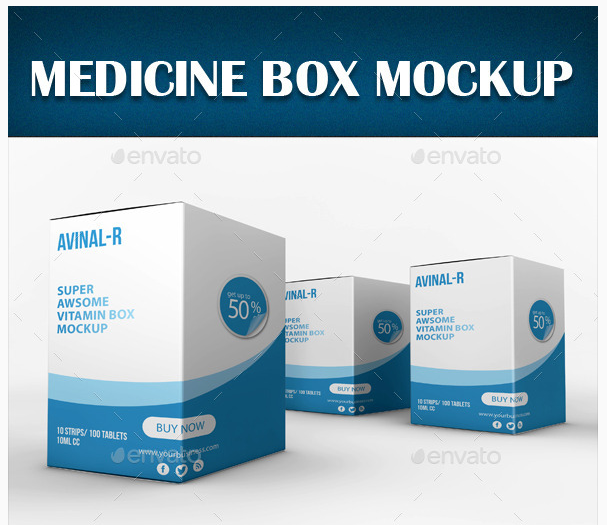 Vertical Medicine Box Mockup