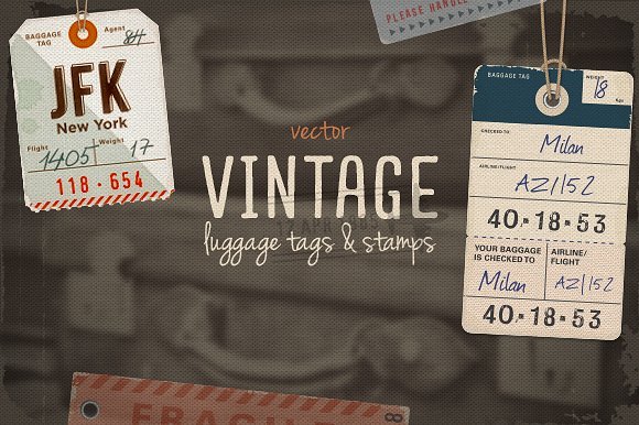 Vintage Format Luggage Tag Vector File Illustration