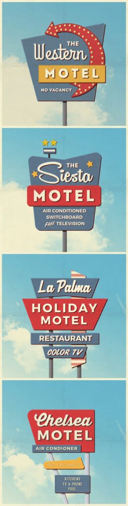 Vintage Motel Sign PSD Mockup 