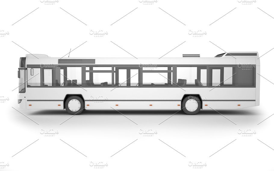 White And Grey Bus Mockup Illustration