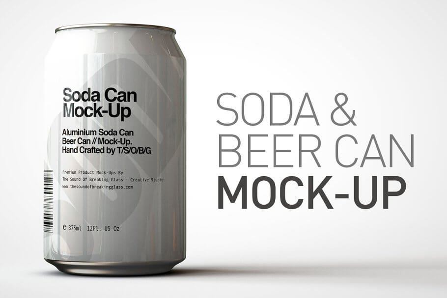 White Soda And Beer Can Bottle Mockup