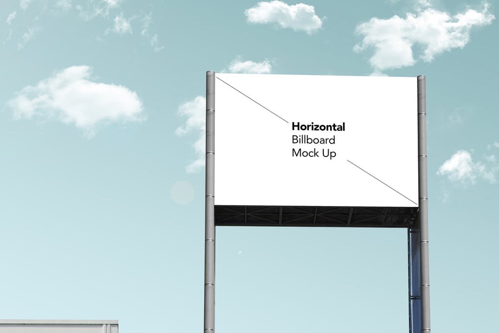 White blank Horizontal street billboard Street Sign Mockup