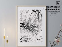 Free Wooden Photo Frame Mockup PSD Template