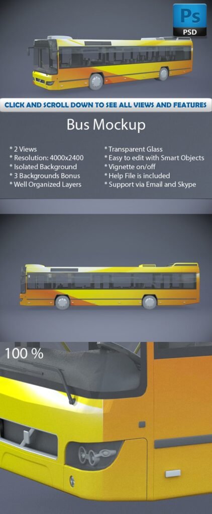 Yellow Color Bus Stand Mockup