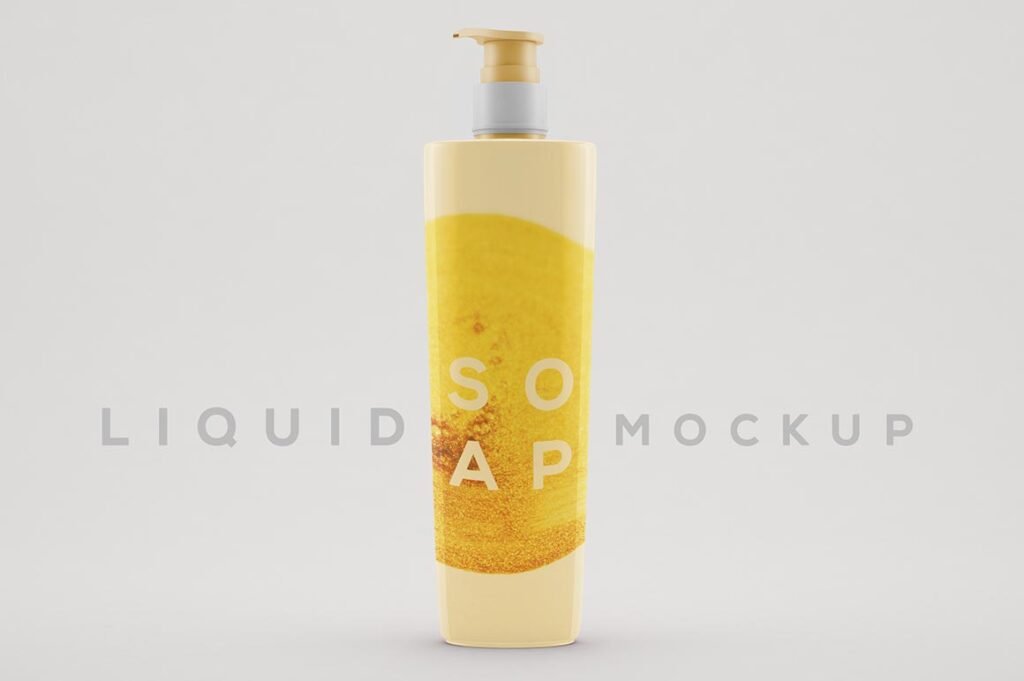 Yellow Color Shampoo Bottle Mockup