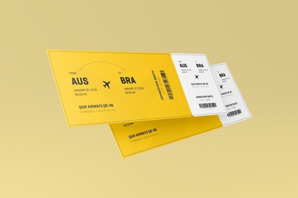 Yellow Color Ticket mockup