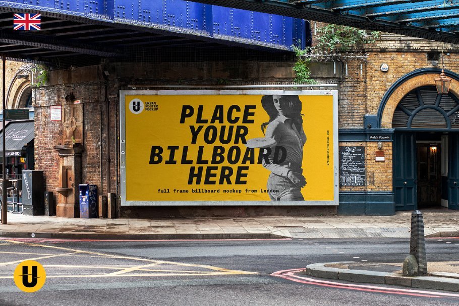 Yellow street billboard PSD illustration