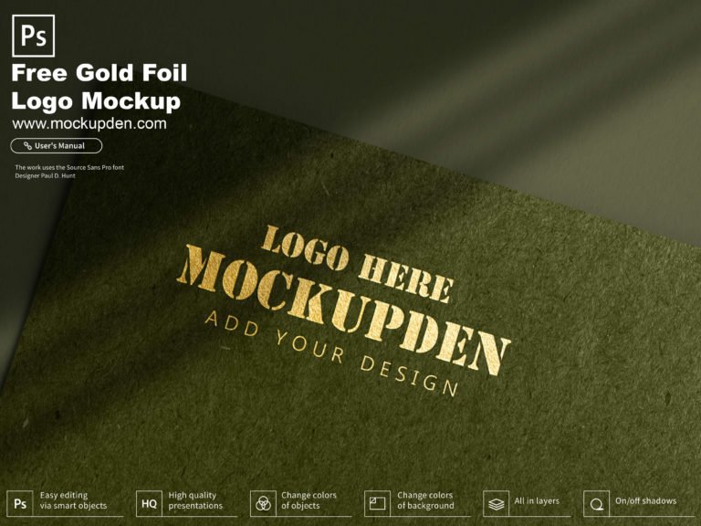 Free Gold Foil Logo Mockup PSD Template