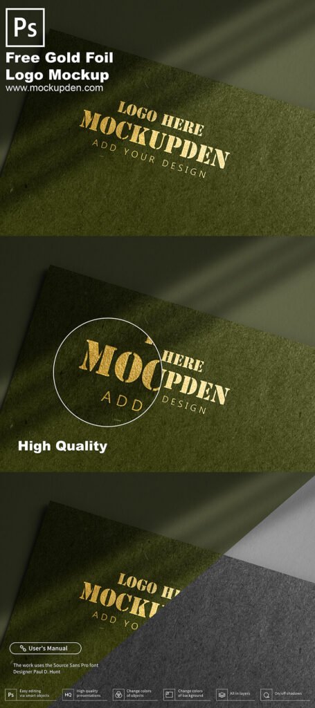 Download Free Gold Foil Logo Mockup PSD Template - Mockup Den