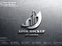 Free 3D Metal Logo Mockup PSD Template