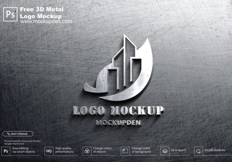 Free 3D Metal Logo Mockup PSD Template