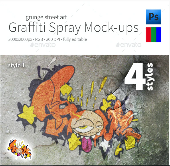 Old Graffiti Spray Paint Mock-up