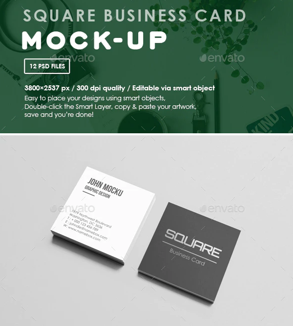 Square Business Card Mockups