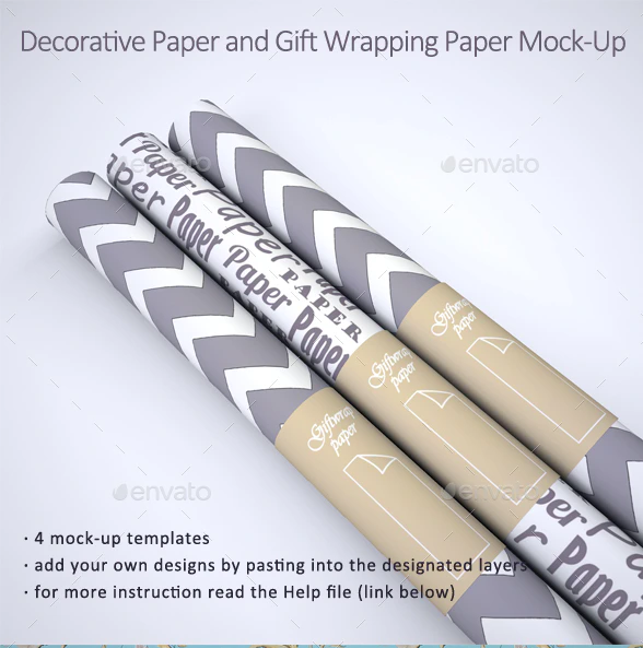 Decorative Paper and Gift Wrapping Paper Mock-Up