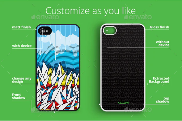 iPhone 4-4S Case Design Mockup for 2d Sublimation Printing - Back View