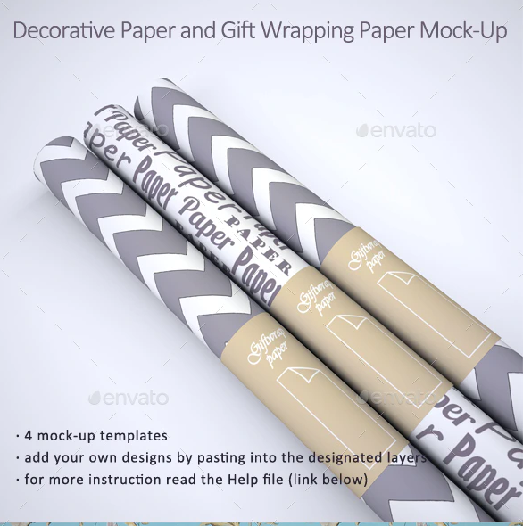 Decorative Paper and Gift Wrapping Paper Mock-Up