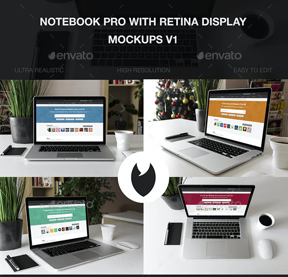 Notebook Pro with Retina Display Mockups V1